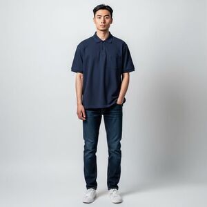 Uniqlo Solid Navy Blue Cotton Blend Short Sleeve Polo Shirt Spandex size M